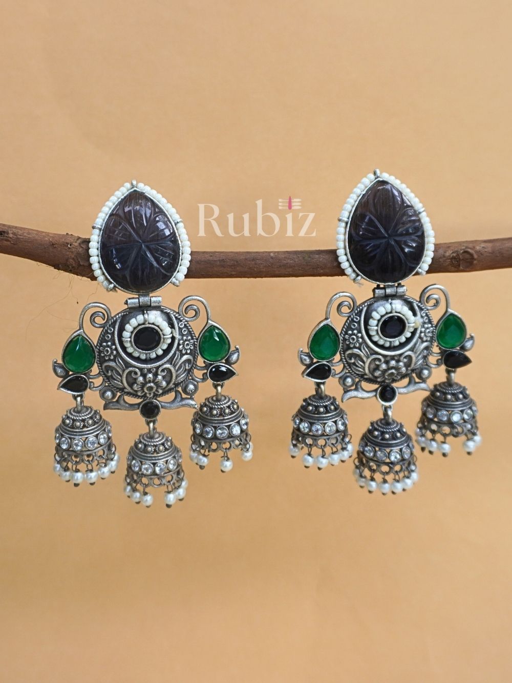 Black Akansha Jhumkas