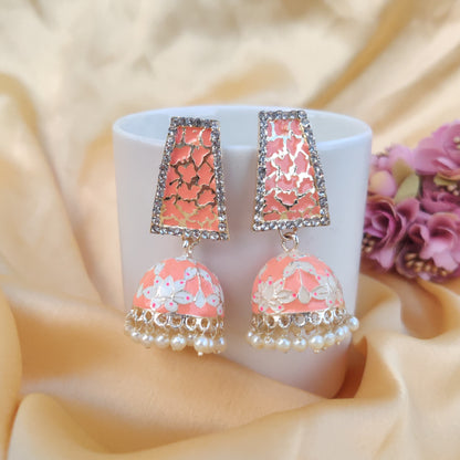 Peach Barkha Jhumkas