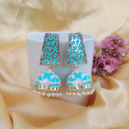 Turquoise Barkha Jhumkas